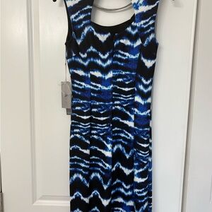 Jennifer Lopez Blue and Black Midi Dress